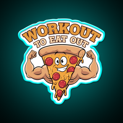 Workout To Eat Out Gym Pizza Lovers Gym Fitness Led Neon Sign Rgb Color - Size and dimension reference