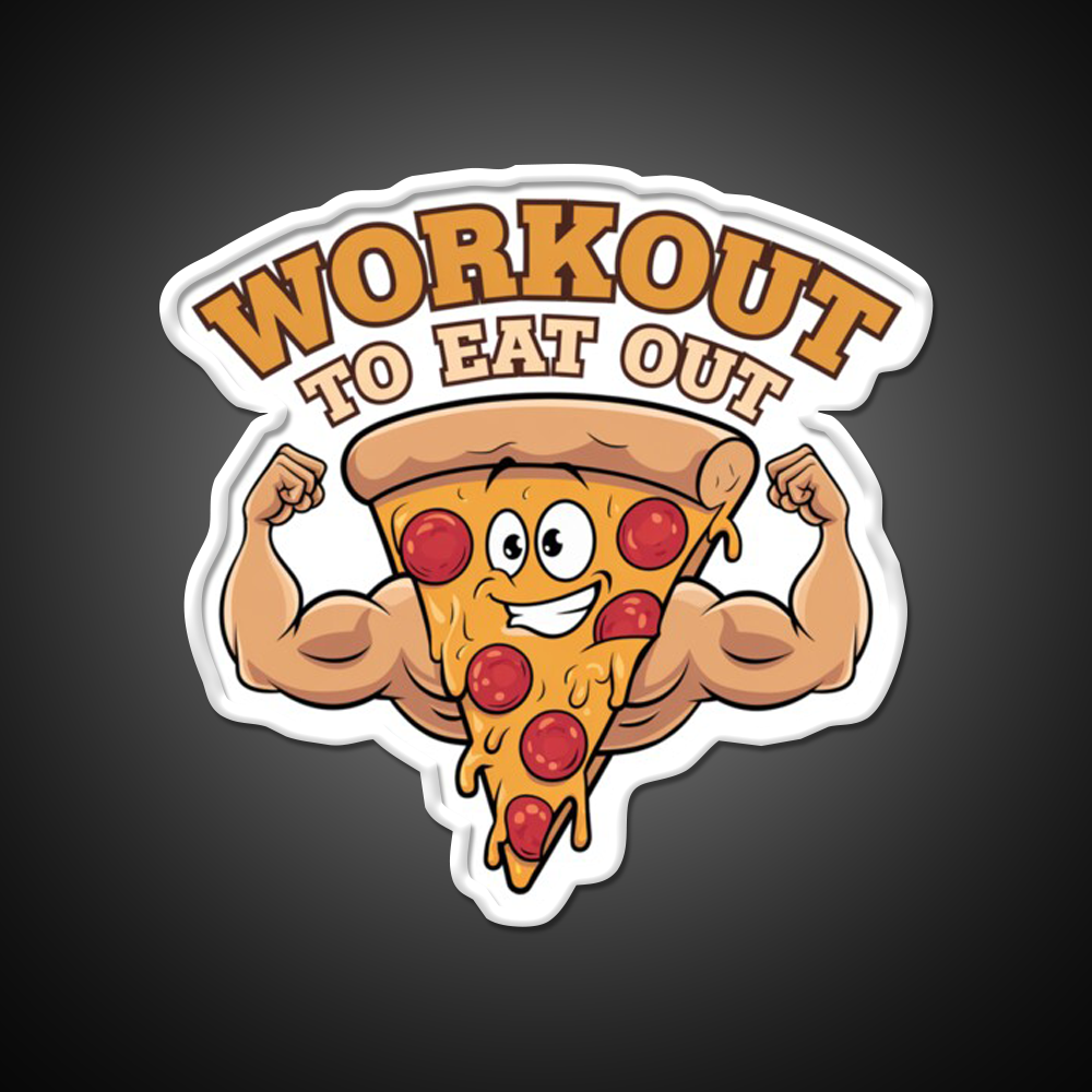 Workout To Eat Out Gym Pizza Lovers Gym Fitness Led Neon Sign Rgb Color - LED neon sign view 11