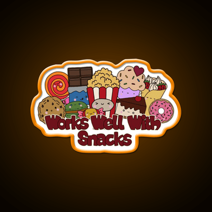 Works Well With Snacks Snack Food Led Neon Sign Rgb Color - Shineneon