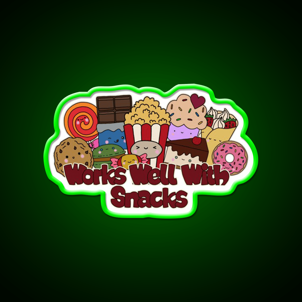 Works Well With Snacks Snack Food Led Neon Sign Rgb Color - Shineneon