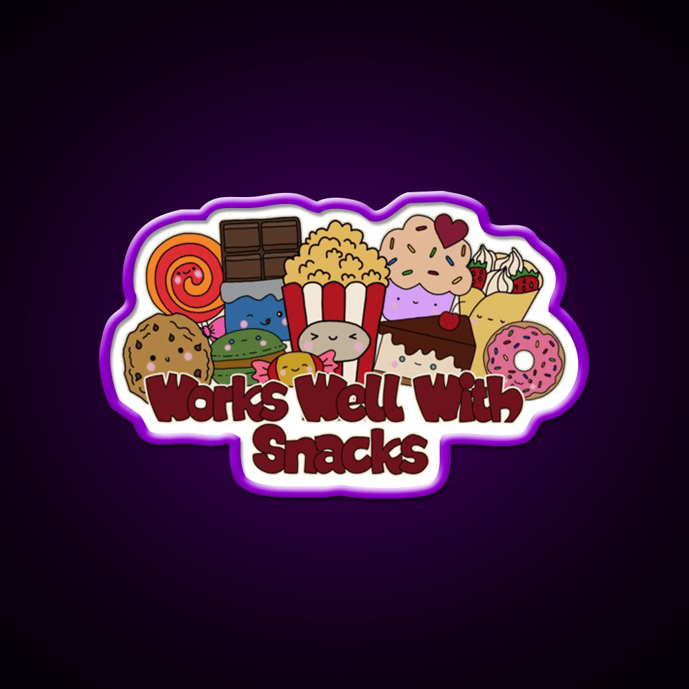 Works Well With Snacks Snack Food Led Neon Sign Rgb Color - Shineneon