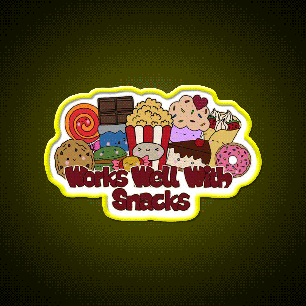 Works Well With Snacks Snack Food Led Neon Sign Rgb Color - Custom LED neon sign front view
