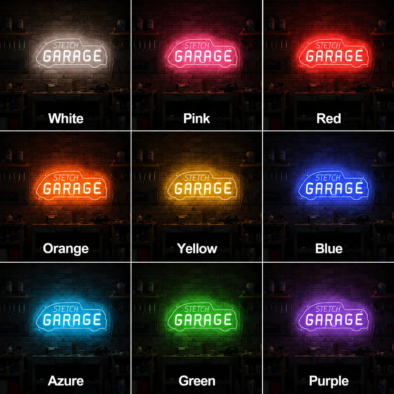 Workshop Garage Neon Sign LED Neon Sign color grid