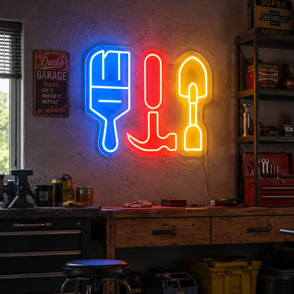 Workshop Tool Trio Neon Sign LED Neon Sign real lifestyle scene