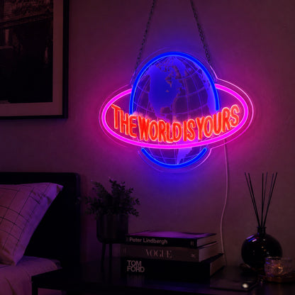 World Globe Neon Sign LED Neon Sign real lifestyle scene