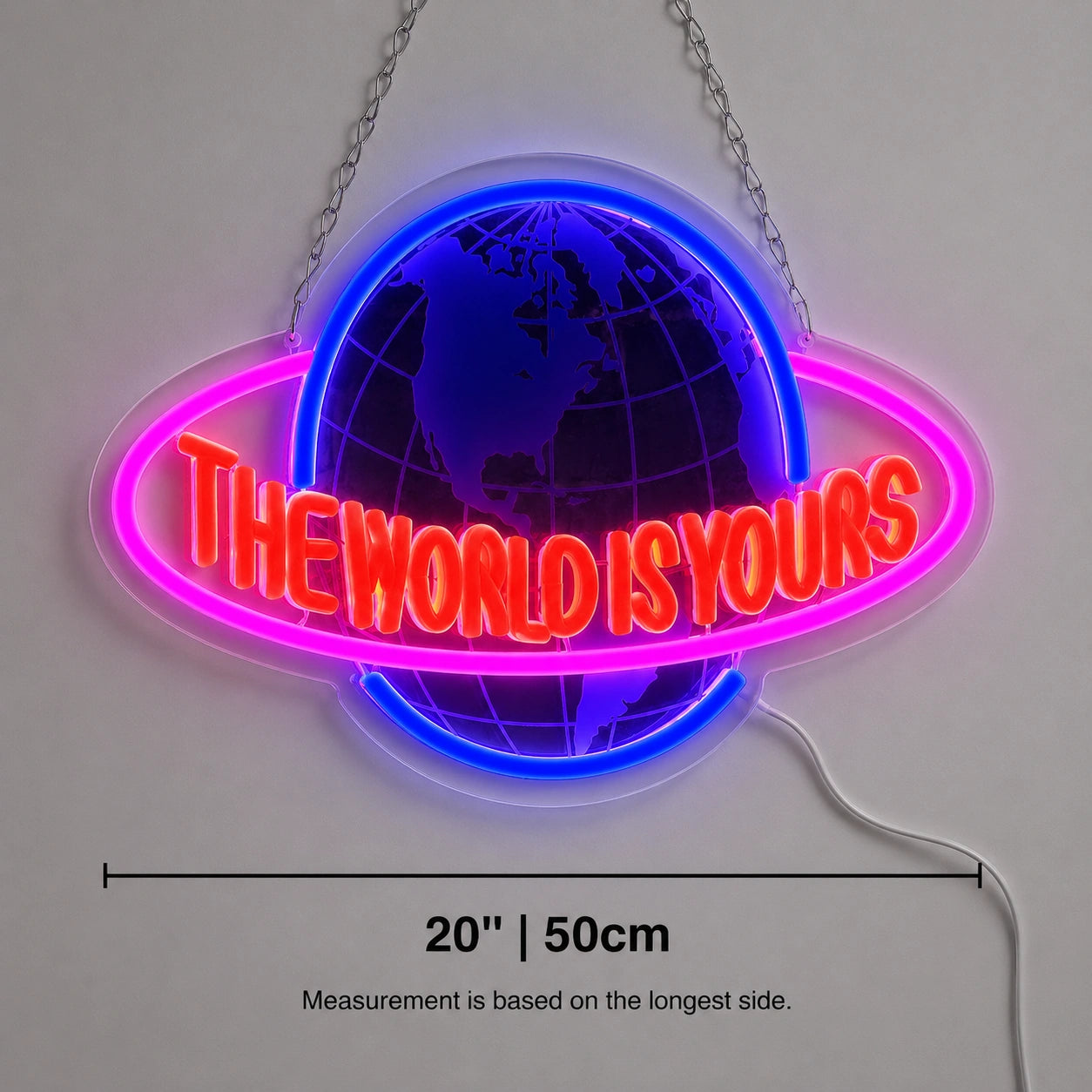 World Globe Neon Sign LED Neon Sign size image