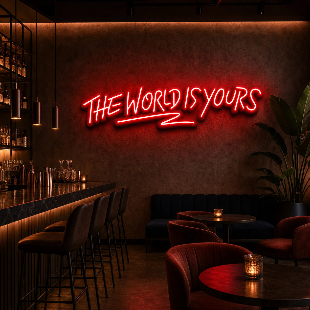 World Is Yours LED Neon Sign real lifestyle scene