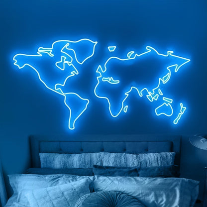 World Map Diverse Neon Display Celebrating Global Connections - Shineneon