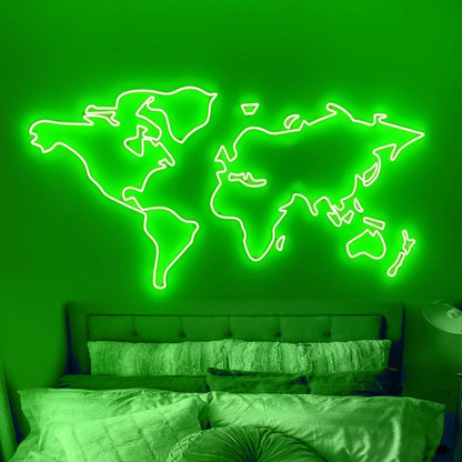 World Map Diverse Neon Display Celebrating Global Connections - Shineneon