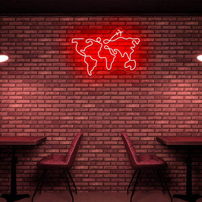 World Map Large Neon Sign Wall Decor - Shineneon