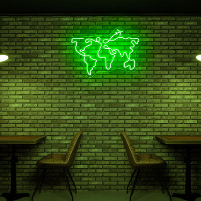 World Map Large Neon Sign Wall Decor - Shineneon
