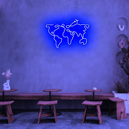 World Map Large Neon Sign Wall Decor