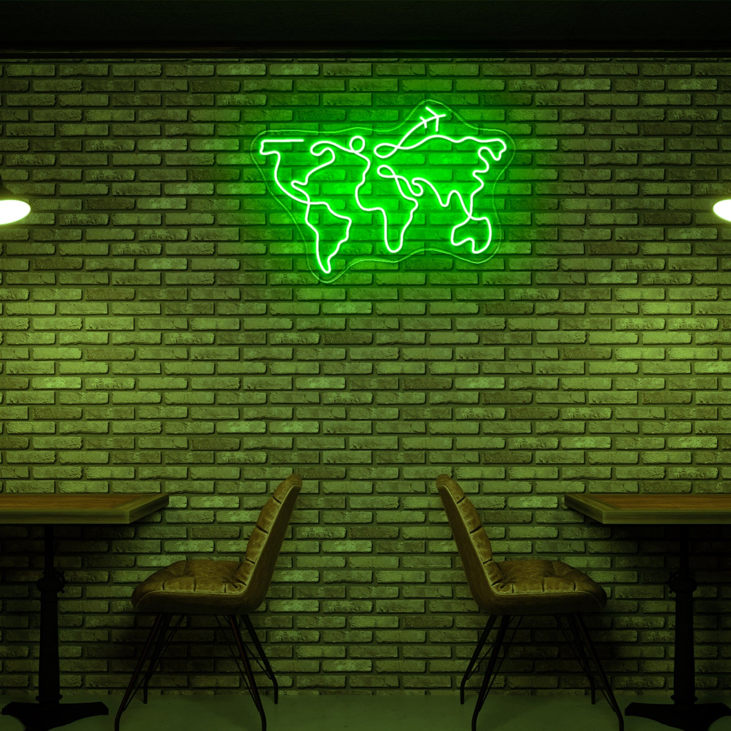 World Map Large Neon Sign Wall Decor