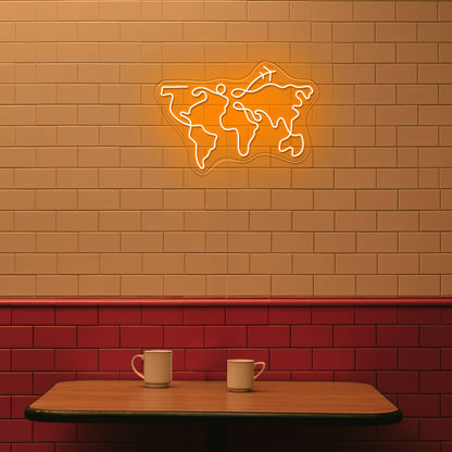 World Map Large Neon Sign Wall Decor