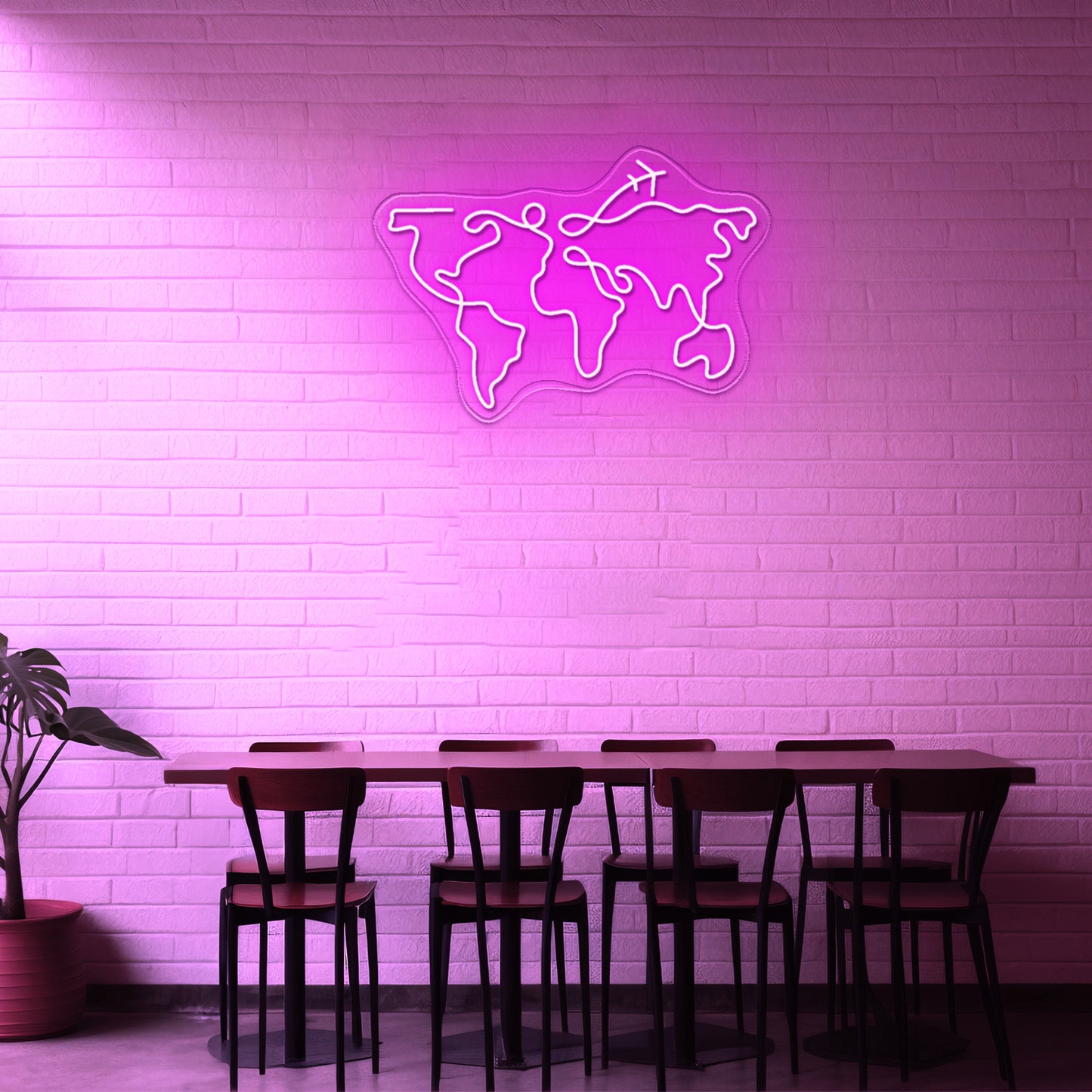 World Map Large Neon Sign Wall Decor