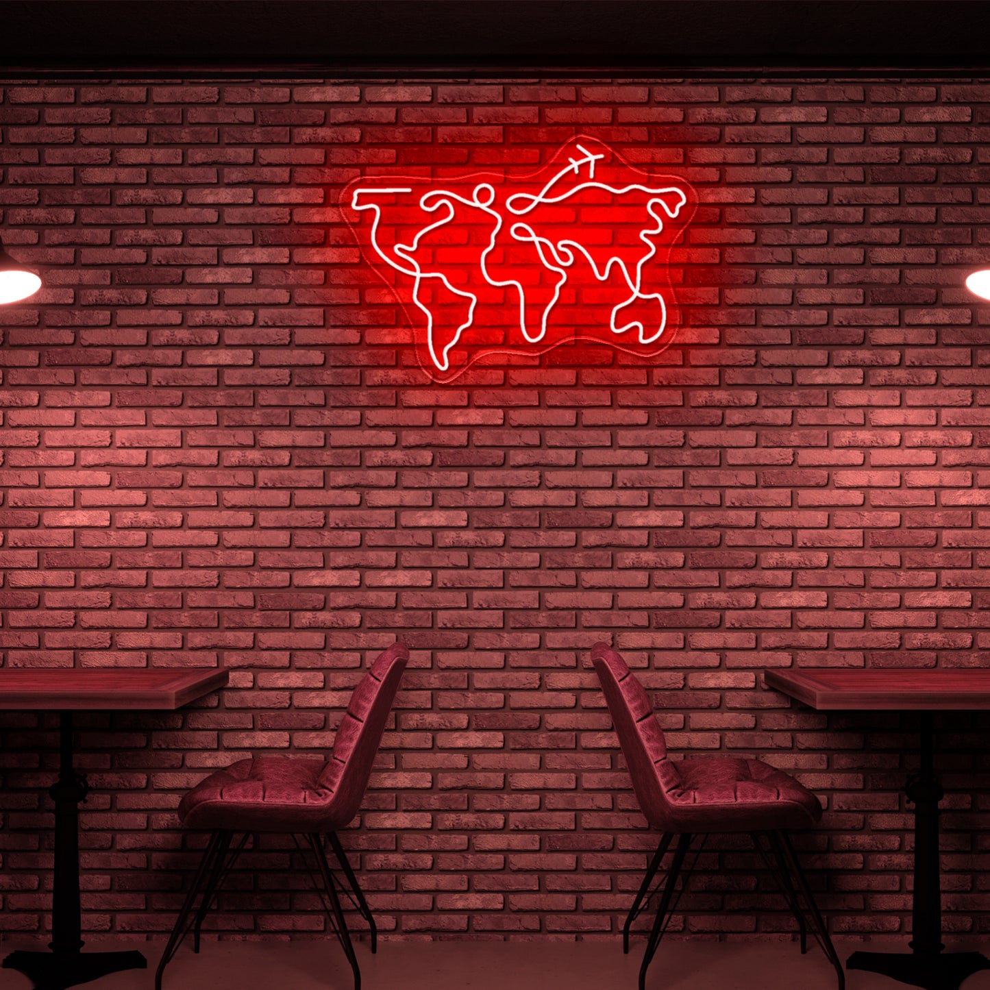 World Map Large Neon Sign Wall Decor