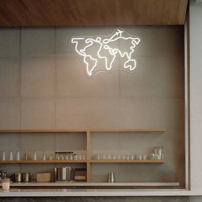 World Map Large Neon Sign Wall Decor