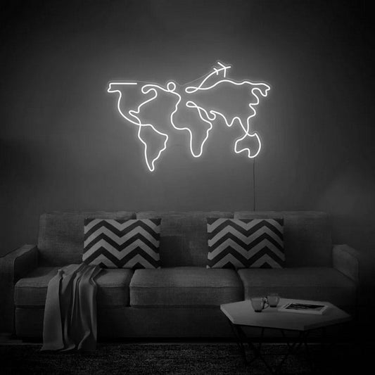 World Map Led Sign Business Neon Signs Wall Art