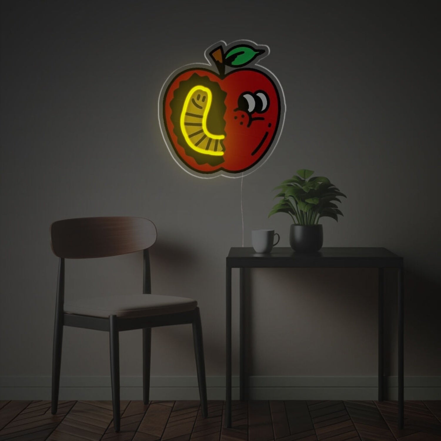 Worms Apple Led Neon Acrylic Artwork | Shineneon