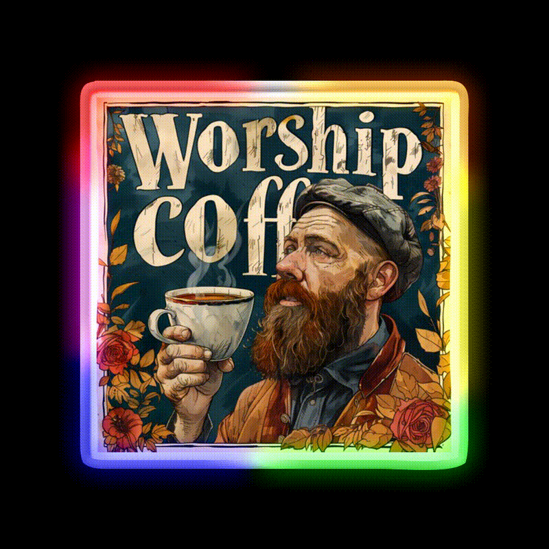 Worship Coffee Cafe Led Neon Sign Espresso Bar Art Rgb Color
