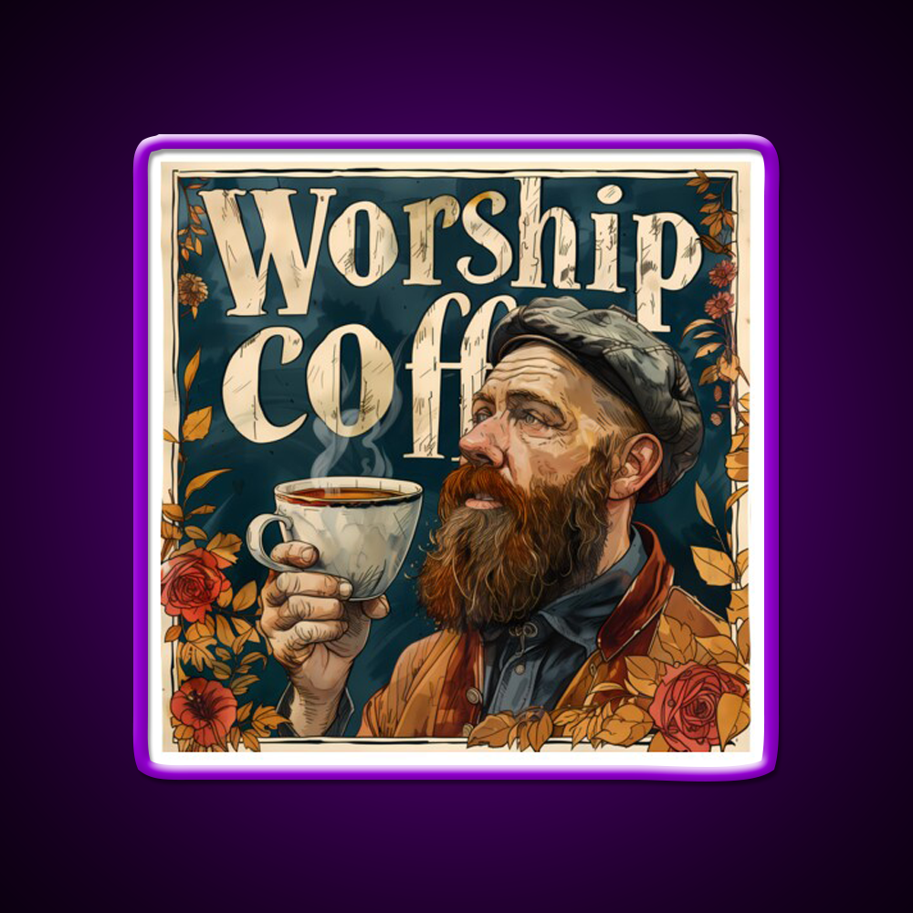 Worship Coffee Cafe Led Neon Sign Espresso Bar Art Rgb Color