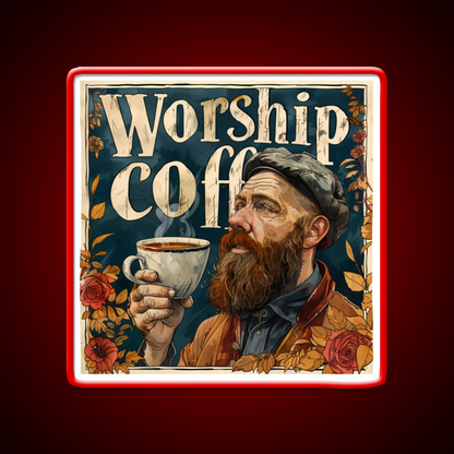 Worship Coffee Cafe Led Neon Sign Espresso Bar Art Rgb Color