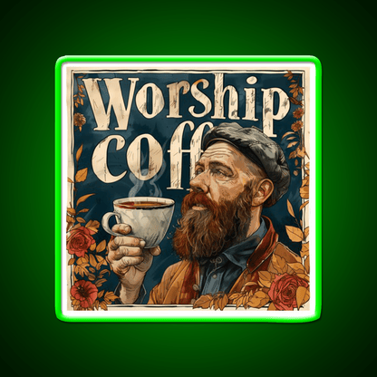 Worship Coffee Cafe Led Neon Sign Espresso Bar Art Rgb Color - Shineneon