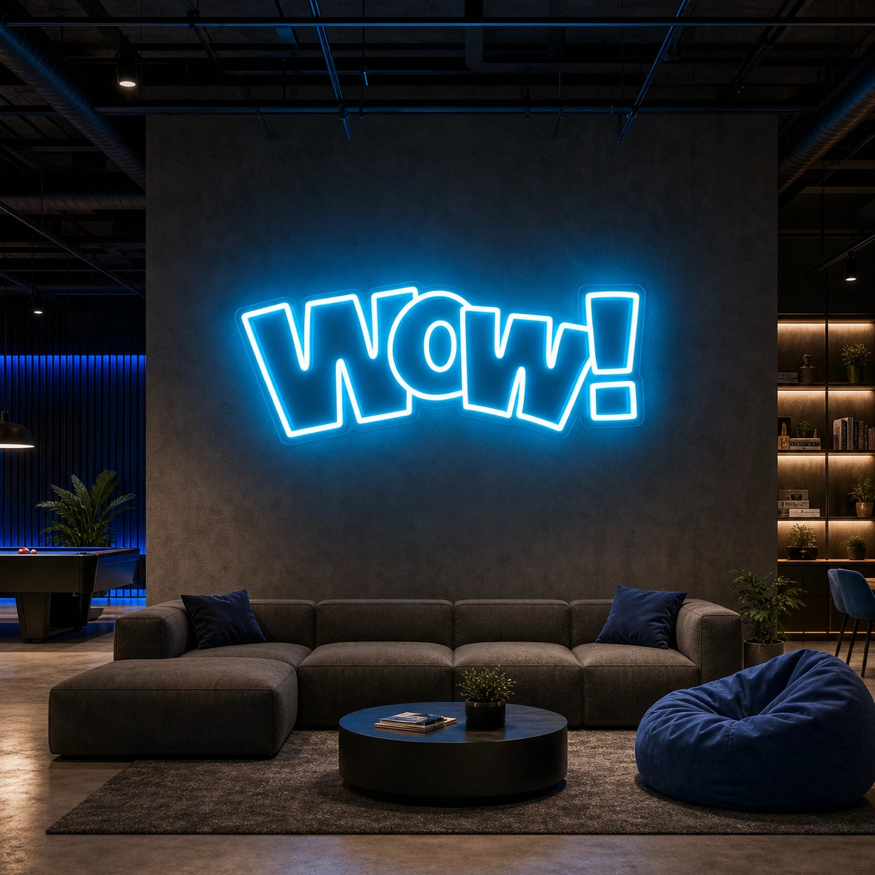 Wow LED Neon Sign Garage Man Cave Neon Sign size image