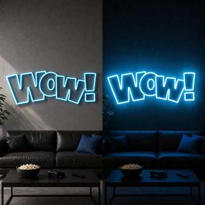 Wow LED Neon Sign Garage Man Cave Neon Sign day and night comparison