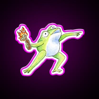 Wreak Havoc Frog Cocktail Bar Decor Led Neon Sign Rgb Color - Neon sign mounted on wall in room