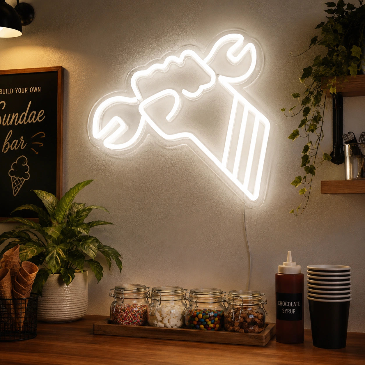 Wrench Fist Neon Sign LED Neon Sign real lifestyle scene