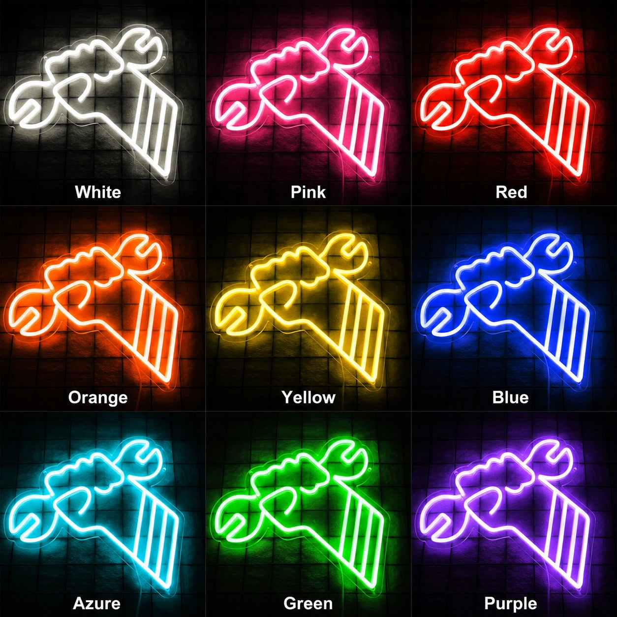 Wrench Fist Neon Sign LED Neon Sign color grid