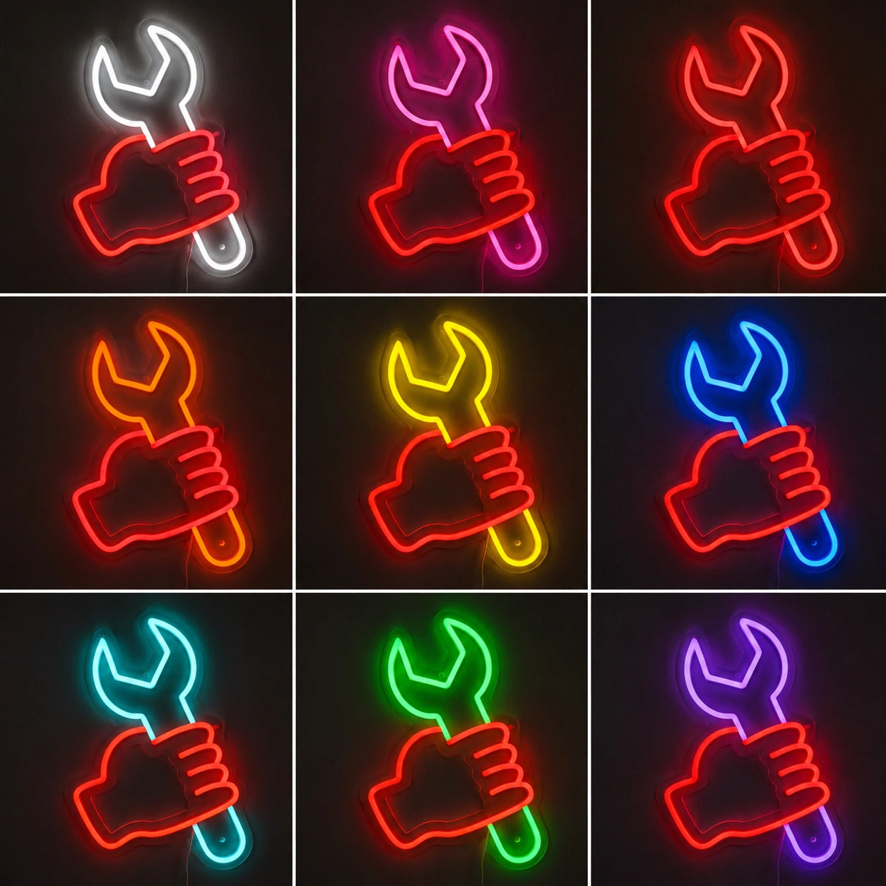 Wrench Pliers Workshop Neon Sign LED Neon Sign color grid