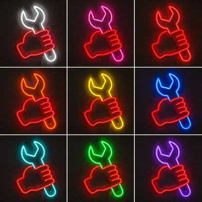 Wrench Pliers Workshop Neon Sign LED Neon Sign color grid