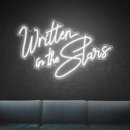Written In The Stars White Led Neon Sign For Modern Indoor Wall Decor | Shineneon