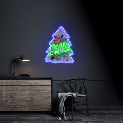 Xmas On Tree Led Neon Acrylic Artwork For Sale