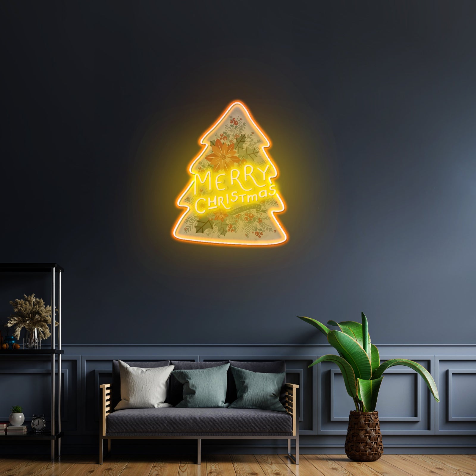 Xmas On Tree Led Neon Acrylic Artwork For Sale