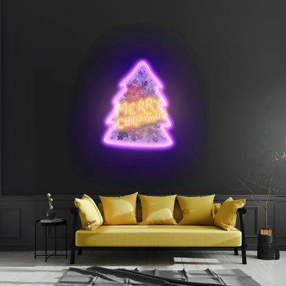 Xmas On Tree Led Neon Acrylic Artwork For Sale