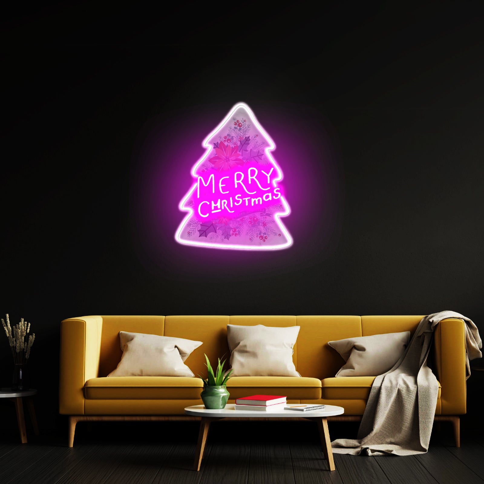 Xmas On Tree Led Neon Acrylic Artwork For Sale
