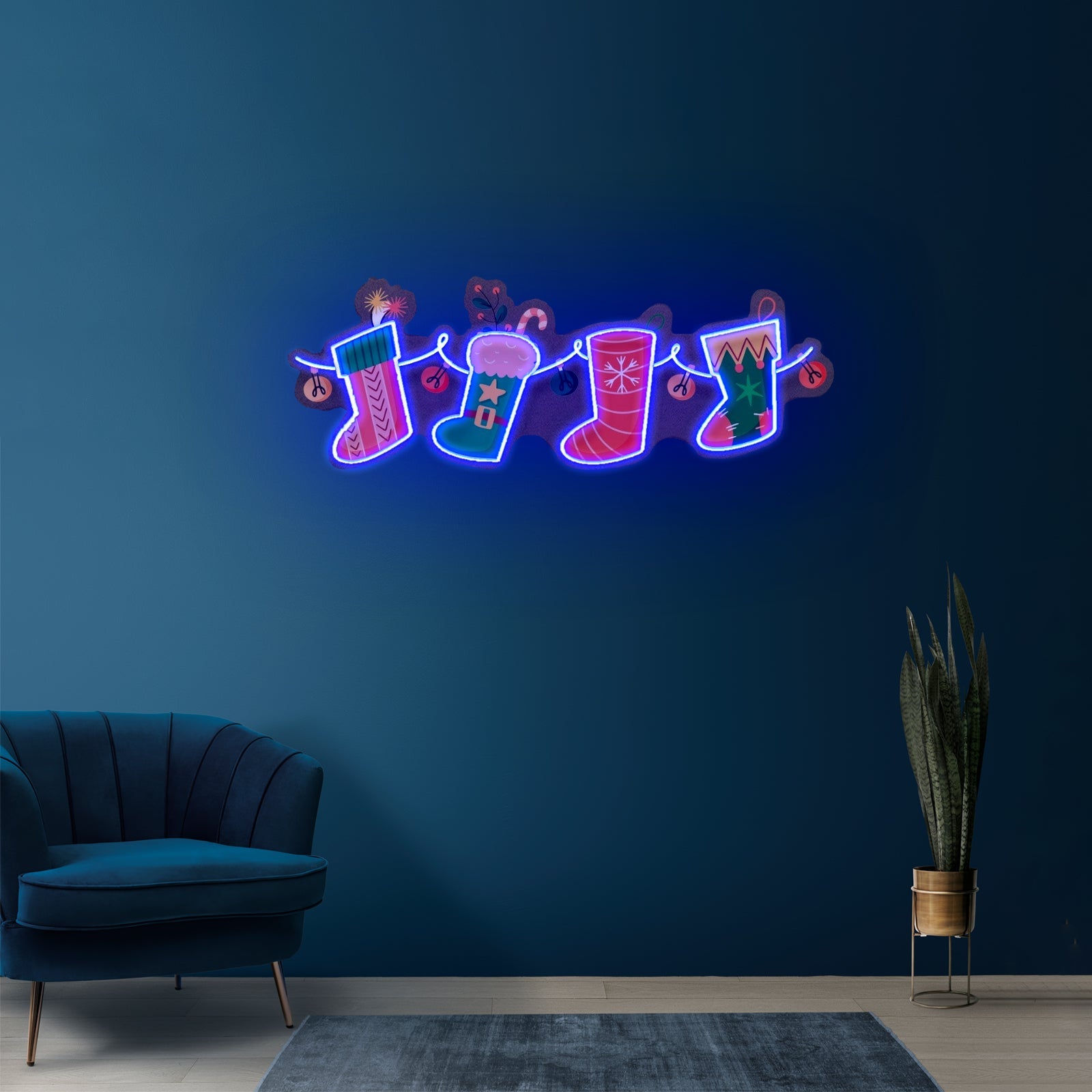 Xmas Socks Family Led Neon Acrylic Artwork For Sale - Shineneon