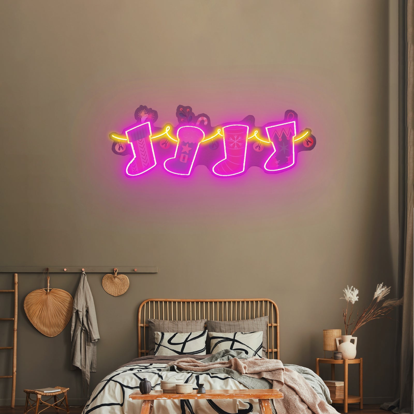 Xmas Socks Family Led Neon Acrylic Artwork For Sale