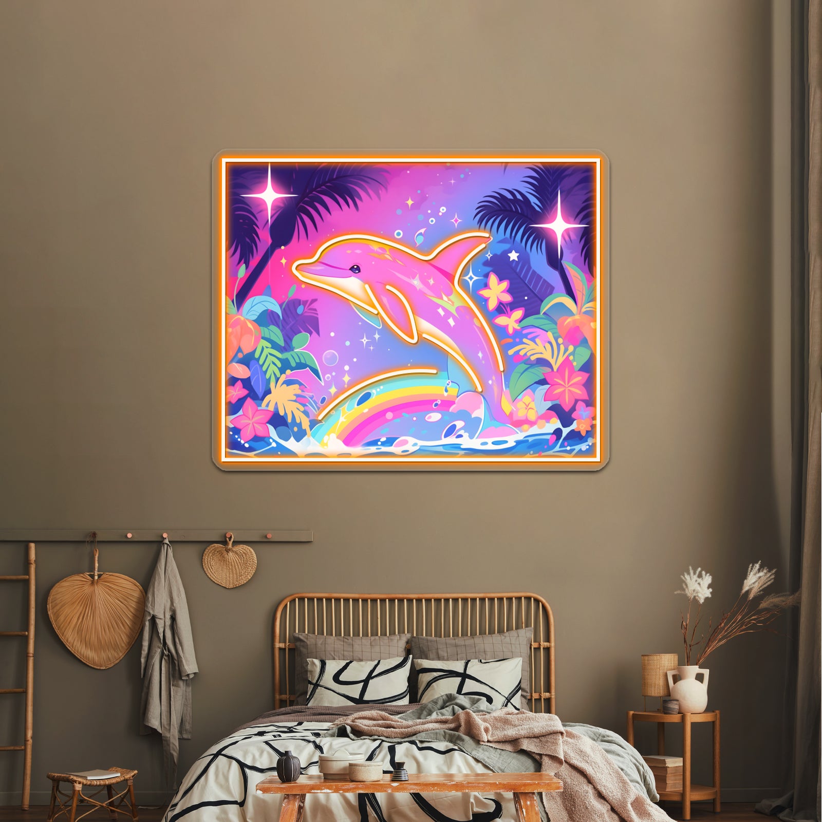 Y2k Aesthetic Dayglow Dolphin Dance Artwork Led Neon Signs | Shineneon