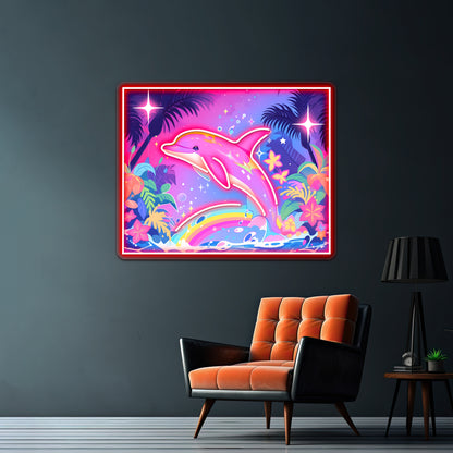 Y2k Aesthetic Dayglow Dolphin Dance Artwork Led Neon Signs