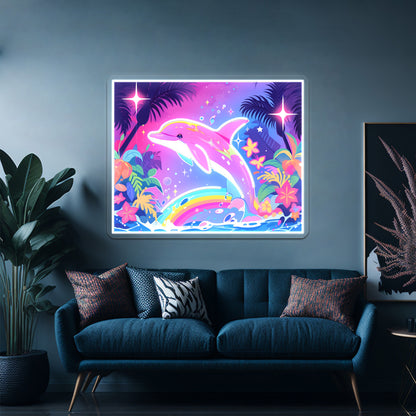 Y2k Aesthetic Dayglow Dolphin Dance Artwork Led Neon Signs