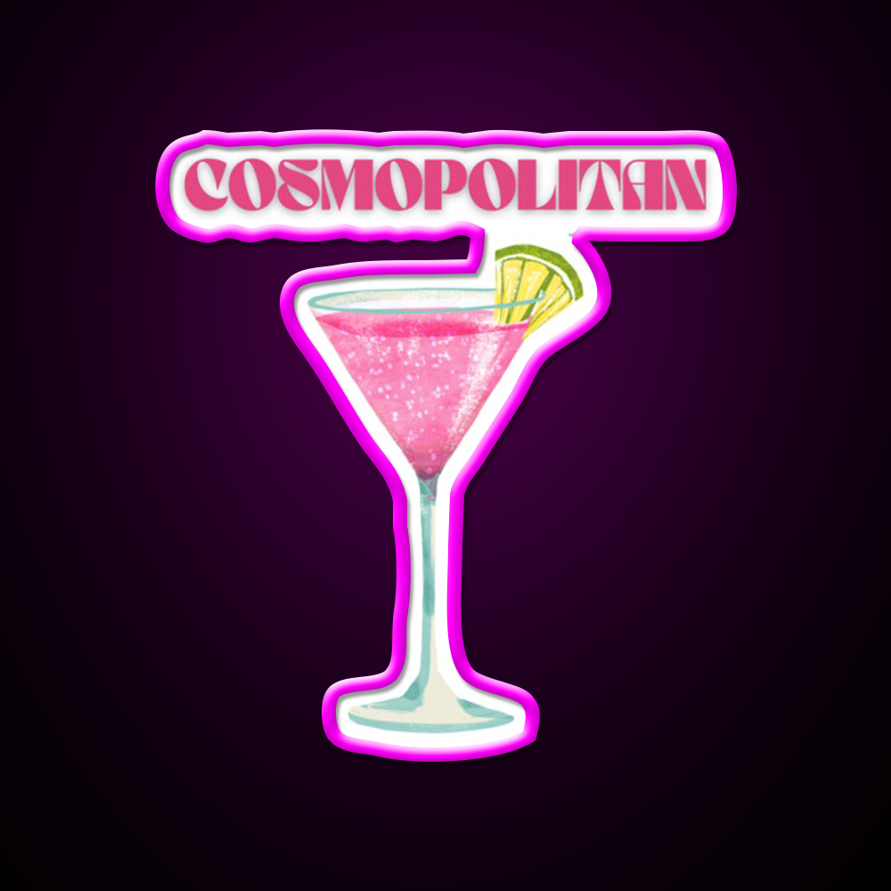 Y2K Cosmopolitan Danish Pastel Cocktail Bar Decor Led Neon Sign Rgb Color - Neon sign mounted on wall in room