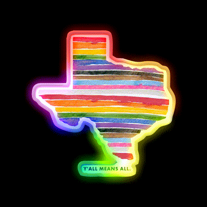 Yall Means All Texas Rainbow Welcome Led Neon Sign Open Sign Rgb Color - LED neon sign close-up detail