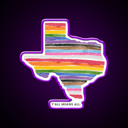Yall Means All Texas Rainbow Welcome Led Neon Sign Open Sign Rgb Color - Shineneon