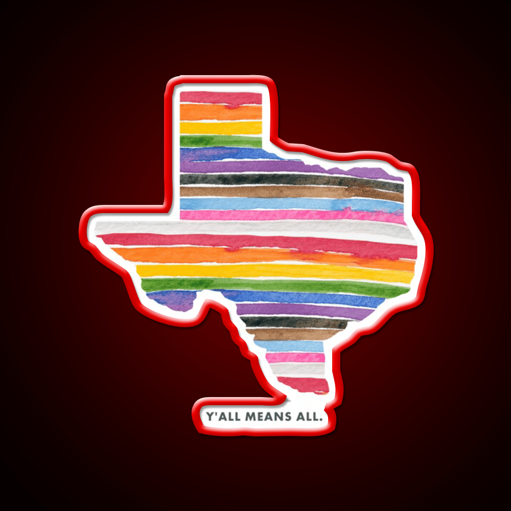 Yall Means All Texas Rainbow Welcome Led Neon Sign Open Sign Rgb Color - Shineneon
