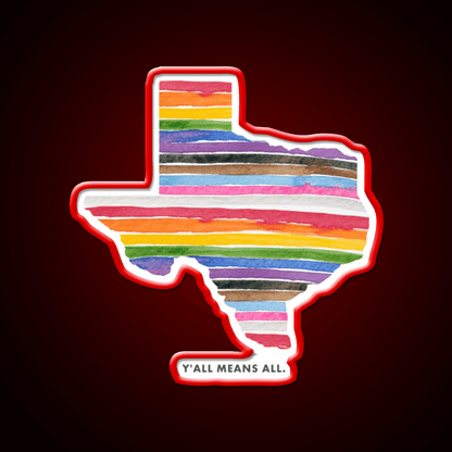 Yall Means All Texas Rainbow Welcome Led Neon Sign Open Sign Rgb Color - Shineneon