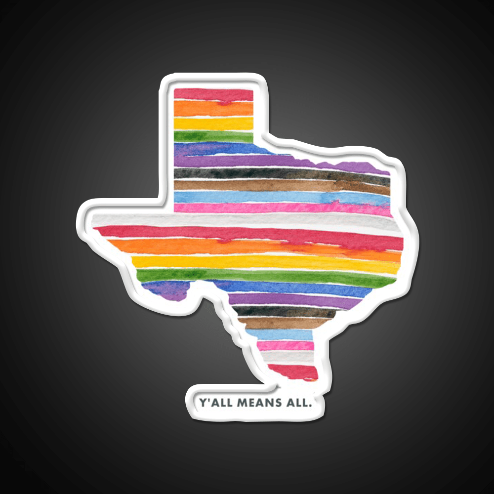 Yall Means All Texas Rainbow Welcome Led Neon Sign Open Sign Rgb Color - Shineneon